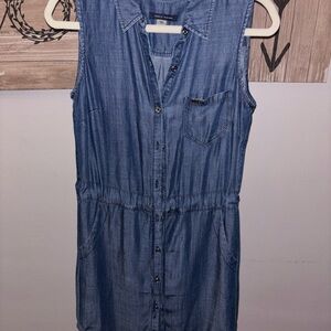 Tommy Hilfiger Sleeveless Chambray Shirt Dress - Blue